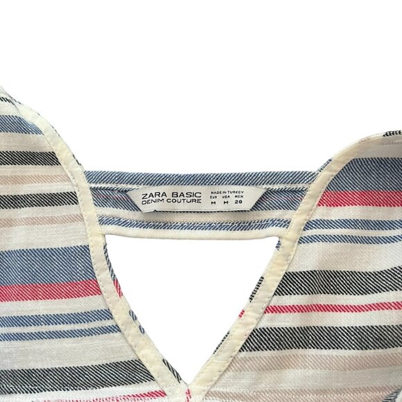 Women's Zara Basic Denim Couture Open Back Cropped Swing Tank Top Size‎ Medium - Picture 3 of 3